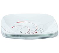 Corelle Splendor 1101055 Lot de 6 assiettes carrées en verre Blanc