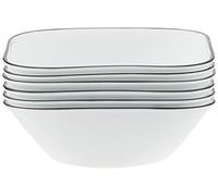 CORELLE Square Simple Lines Lot de plaques de dîner, Verre, Blanc., Bowl