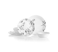 Corelle Vitrelle 12 pièces Misty Laisse Puce et Service de Table résistant aux Chocs, Gris