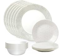 Corelle Vitrelle Knox Service de table en verre 18 pièces pour 6 personnes avec assiettes et bols en verre triple couche résistant aux éclats et aux fissures