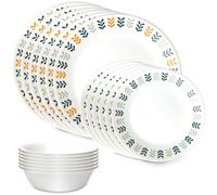 Corelle Vitrelle Service de table en verre 18 pièces pour 6 personnes, triple couche résistant aux éclats et aux fissures
