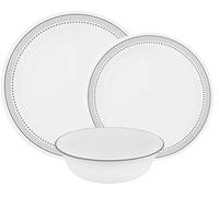 Corelle Vitrelle Service de Table en Verre Lot de 12 Pièces Incassables Incassables Incassables Verre Gris 27.94 x 12.38 x 26.67 cm