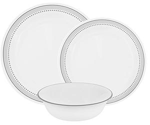 Corelle Vitrelle Service de Table en Verre Lot de 12 Pièces Incassables Incassables Incassables Verre Gris 27.94 x 12.38 x 26.67 cm