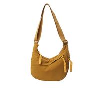 Corelration/Naturaltly/Quantifyn/Sofenthiss Women's Fashion Plain Color Nylon Crossbody Hobo Bag,Large Adjustable Strap (Yellow)