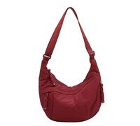 Corelration/Naturaltly/Quantifyn/Sofenthiss Women's Fashion Plain Color Nylon Crossbody Hobo Bag,Large Adjustable Strap (Red)