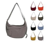 Corelration/Quantifyn/Naturaltly/Sofenthiss Women's Fashion Plain Color Nylon Crossbody Hobo Bag (Gray)