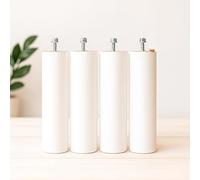 Coreme Pieds Bois 25 cm Grandes tiges pour Cadre Lattes Blanc - Jeu de 4 Pieds - Compatible Sommier Métallique