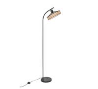 Corep Lampadaire métal et rotin noir ZELIE H160.5cm - interrupteur au pied