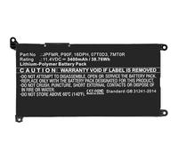 CoreParts Laptop Battery, 41Wh Li-Pol 11.4V 3600mAh, Black, 1VX1H, 1VX1H (11.4V 3600mAh, Black, 1VX1H for Dell Chromebook 3400, 5488, 5493, 5593)