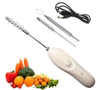 Corers de Légumes Sans Fil Portable, Déménagement de Carreau de Pomme Électrique 10 W Reporer Pepeler Parme avec 2 Têtes de Coupe, Machine À Échelle de Grattage À la Main en Acier Inoxydable pour Pois