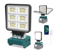 CORESLUX Lampe à batterie pour Makita 18V, lampe de travail LED 48W 5200LM, projecteurs portables avec USB et Type C, lampe de chantier 2 modes de luminosité, phare à batterie pour réparation