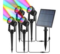CORESLUX Spot Solaire Exterieur, IP65 Lampe Solaire Exterieur Jardin Decorative Lampe Solaire Exterieur Puissante Multicolore Lampe Solaire Jardin pour Jardin Chemins Pelouses Terrasses (4 Lumières)