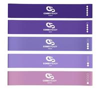 Coresteady Lot de 5 bandes de résistance - Mini bandes d'exercice pour homme et femme - Pour yoga, corps et gym - Bandes de résistance pour la force, les muscles et le tonus - Avec guide électronique