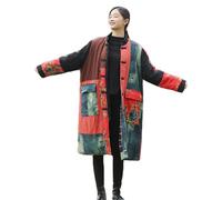 CORETIC Trench-coat matelassé en coton épais pour femme, imprimé floral, veste longue, style chinois, patchwork, vêtements d'extérieur, floral, taille unique