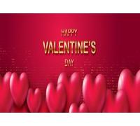 CORFOTO 1.5x1.2m Toile de Fond Rouge Intense pour la Saint-Valentin, avec Texte doré et Motifs de Ballons en Forme de cœur, idéale pour des Portraits de Couple romantiques et Une décoration de fête