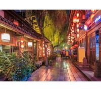 CORFOTO 1.5x1.2m Traditionelle chinesische Stadtkulisse, Stadtstraße bei Nacht, Rote Laternen, Neujahrs- und Feiertagshintergrund, antike Stadt, Fotohintergründe, Reiseporträt-Requisiten