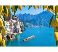 CORFOTO 1.5x1m Italie Côte Amalfitaine Toile de Fond Paysage Italie Côte Positano Village Photographie Arrière-Plan Citrons Jaunes Frais Décor de Fête Portrait Photomaton Studio Accessoires
