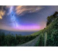 CORFOTO 1.5x1m Toile de Fond des aurores Australes, Voie lactée, Galaxie, Ciel étoilé, Photographie, forêt, Petit Chemin étroit, Fantaisie, Pays des Merveilles, décorations de fête d'hiver de Noël