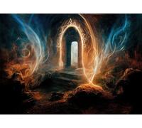 CORFOTO 1.5x1m Toile de Fond Halloween Portail vers l'abîme Fantasy Hell World Photographie Fond Enfer Feu et Fumée Décoration de fête d'halloween Accessoires de Studio Photo