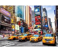CORFOTO 10x6.5ft Toile de Fond en Tissu New York City NYC Times Square Broadway Street Neon Taxi Landmark pour Mariage, Banquet, fête d'anniversaire sur Le thème de New York, Accessoires de bannière