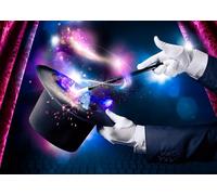 CORFOTO 2.1x1.5m Fond de Spectacle de Magie Chapeau de Magicien Fond de théâtre Thème Magique Photographie Toile de Fond Magicien Enfants Anniversaire Baby Shower Fête Décor Bannière Portrait Prop