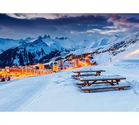 CORFOTO 2,1x1,5m Tissu Fairyland d'hiver Contexte Hiver Lever du Soleil Paysage Fond Neige Montagne Pinède Fond Photographique de la Neige Toile de Fond Photo d'hiver Accessoires de Studio