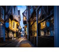 CORFOTO 2.1x1.5m Toile de Fond pour Photographie de Rue médiévale en Angleterre Shambles Street, Vue Nocturne, Toile de Fond pour Photographie de Rue médiévale en Angleterre