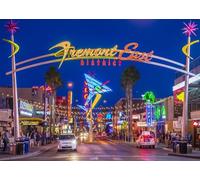 CORFOTO 2.1x1.5m Toile de Fond vibrante du Quartier Fremont East, Motif néon en Arche, scène de Rue Nocturne de Las Vegas, thème Urbain, décor pour photomaton d'enterrement de Vie de Jeune Fille