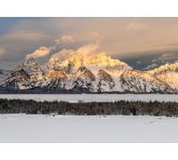 CORFOTO 2.5x1.8m Décor Photo de Montagne enneigée, Lever de Soleil Hivernal sur Le Grand Teton, Panorama de la chaîne du Grand Teton, Wyoming, Accessoires de Studio Photo pour Portraits de Voyage