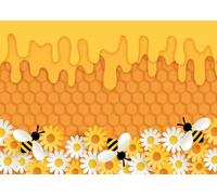 CORFOTO 2.5x1.8m Nids d'abeilles Miel Baby Shower Toile de Fond Tournesol Sweet Honey Bee Photographie Fond Premier Jour d'abeille 1er Anniversaire Décorations Photo Booth Studio Prop