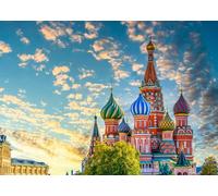 CORFOTO 2.5x1.8m Toile de Fond de la cathédrale Saint-Basile de Russie,Point de repère de la Place Rouge de Moscou,Fond de Photo de la cathédrale médiévale de Russie,Fond de Photo du Matin de Moscou