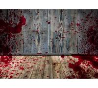 CORFOTO 2.5x1.8m Toile de Fond de Mur Sanglant d'horreur Fête de Zombies Éclaboussures de Sang Rouge Meurtre Photographie Fond Thème de mystère de Meurtre Décor d'halloween Toile de Fond