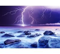 CORFOTO 2.5x1.8m Toile de Fond Orage d'été Scène de Foudre Fantastique Ciel Photographie Fond Ciel Nuageux Orage Toiles de Fond Décorations de fête Catastrophe