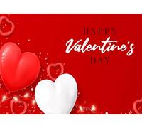 CORFOTO 2.7x1.8m Fond Rouge Vif pour la Saint-Valentin, Motif Ballons cœurs Rouges et Blancs, idéal pour Les séances Photo de Couple, la décoration de fête de la Saint-Valentin et Les photomatons