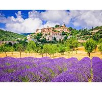 CORFOTO 2,7x1,8m Tissu Champ de lavande Fond Lavande pourpre et paysage rural en Provence, France Fond photographique Wedding Photo Lover Mother's Day Birthday Party Banner Accessoires de studio