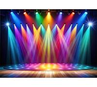 CORFOTO 2.7x1.8m Toile de Fond pour éclairage de scène Arc-en-Ciel Spot colorés Motif parquet Arrière-Plan thématique pour Concerts et photomatons