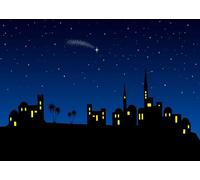 CORFOTO 3.5x3m Décor de Fond en Tissu « Bethléem Star Town Night » pour photomaton, idéal pour Les fêtes de Noël des Enfants et des Adultes. Décoration Festive pour événements et célébrations.