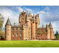 CORFOTO 3.5x3m Toile de Fond de château médiéval d'Écosse Glamis Castle Photographie Fond Ancien Château Toile de Fond Vert Herbe Château Jardin Toile de Fond Landmark Building Travel Portrait