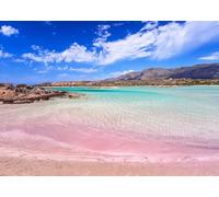 CORFOTO 3x2.5m Toile de Fond de mer d'été, îles de Bord de mer, arrière-Plan de Photographie de Plage Rose, Fond de Ciel Bleu océan, Toile de Fond de Paysage de mer, Cabine Photo de Portrait