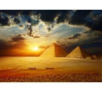 CORFOTO 3x2.5m Vallée de Gizeh Pyramides Grille Photo Toile de Fond Coucher de Soleil Paysage Photographie Fond Pyramide Égyptienne Antique Chameau Toiles de Fond Égypte Fournitures de Fête
