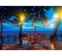 CORFOTO 3x2m Beach Bar Photo Background Bord de mer Soirée Extérieur Restaurant Décors Mariage Banquet Décor Photographie Toile de Fond Été Voyage Portrait Photoshoot