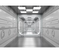 CORFOTO 3x2m Fond de Couloir futuriste Fond intérieur futuriste Architecture Moderne Vaisseau Spatial Fond de Photographie intérieure Fond de Science-Fiction Décoration de fête Photomaton