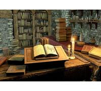 CORFOTO 3x2m Toile de Fond Bibliothèque Antique Livres Anciens Scientifique médiéval Lieu de Travail Laboratoire Photographie Fond Halloween Fête Décor Portrait Accessoires