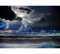 CORFOTO 3x2m Toile de Fond de mer orageuse, océan, Foudre, tempête, Ciel Sombre, Nuages, Orage, Tonnerre, Foudre, arrière-Plan pour la Photographie, décoration de fête sur Le thème des Pirates