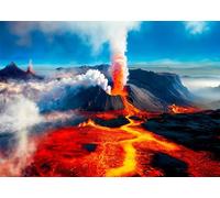 CORFOTO 3x2m Toile de Fond de scène d'éruption volcanique Toile de Fond de Photo d'éruption de Montagne volcanique Décorations de fête à thème de Catastrophe Naturelle