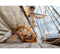 CORFOTO 3x2m Vieux voilier Toile de Fond Bateau Barre Pont Photographie Fond Pirate thème Toile de Fond Bateau Pirate Toile de Fond Bateau Pirate Accessoires de fête d'anniversaire