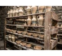 CORFOTO 4.5x3m Atelier de poterie Toile de Fond Photo Étagères en poterie Vase en Argile Photographie Fond Amateurs de poterie Studio Vidéo Photo Fond d'écran Décor Accessoires