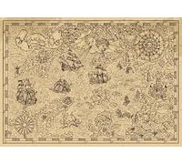 CORFOTO 5.2x3m Décor de Carte au trésor Vintage, arrière-Plan rétro de quête de Pirates, Vieux voilier, château, Fournitures de fête de Pirates, thème Exploration, photomaton