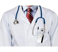 CORFOTO 5.2x3m Décor en Tissu avec Blouse Blanche de médecin, Uniforme médical Professionnel et Motif de stéthoscope, thème santé, Accessoire pour photomaton de Remise de diplômes d'infirmières