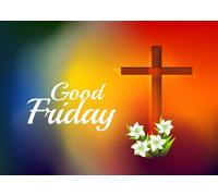 CORFOTO 5.2x3m Décoration de Fond pour Le Vendredi Saint, Croix et lys, Articles pour fêtes chrétiennes, bannière pour photomaton sur Le thème Religieux, décoration de Pâques